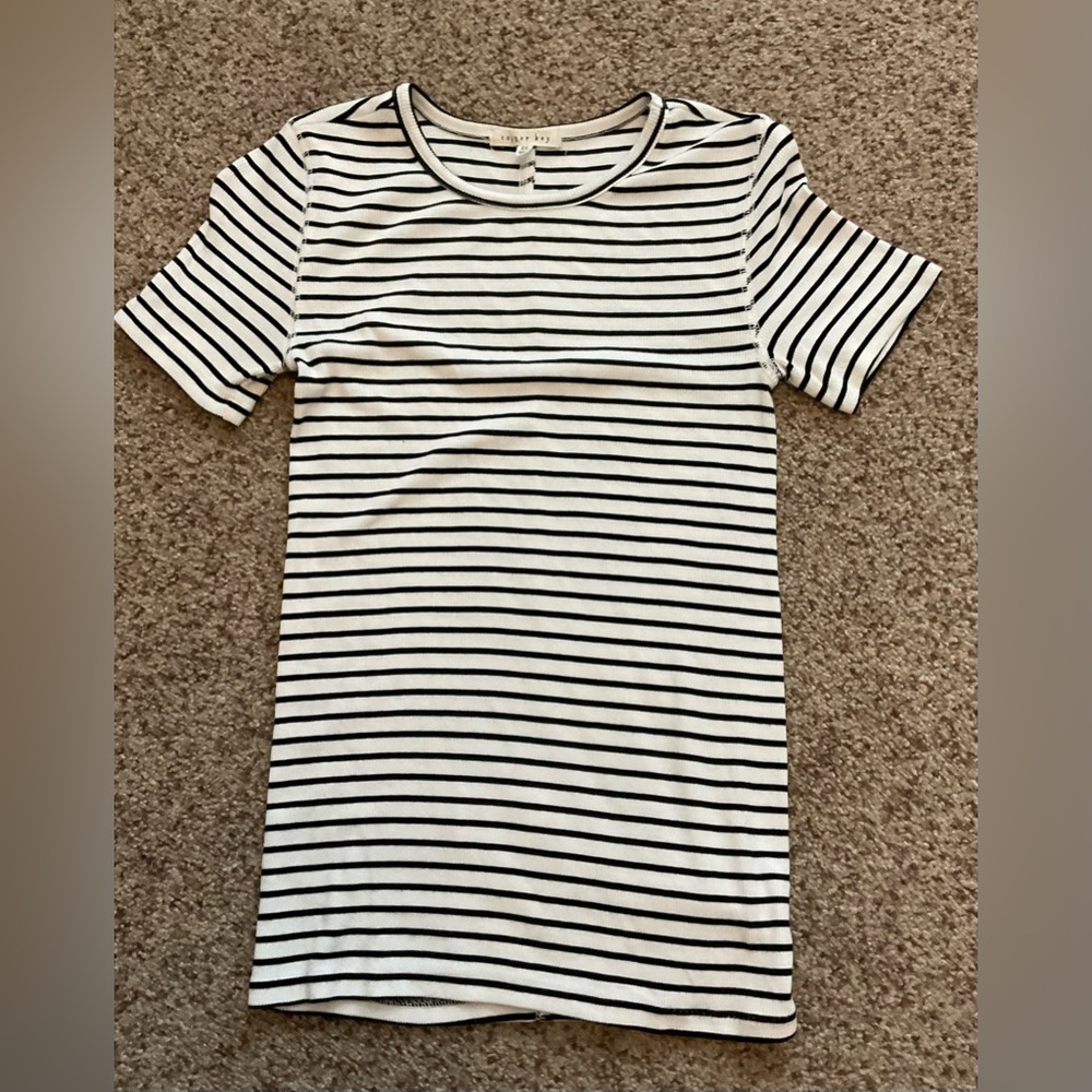 Black and White Striped fitted T-Shirt